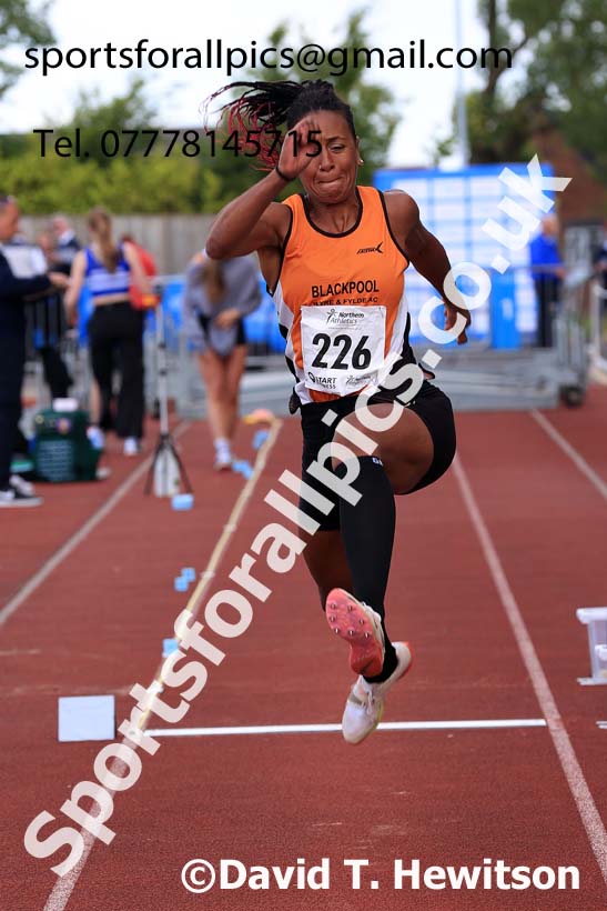 Senior Womens triple jump, 2024 Northern Senior and Under-20s Track and Field Champs, Middlesbrough.  Photo: David T. Hewitson/Sports for All Pics
